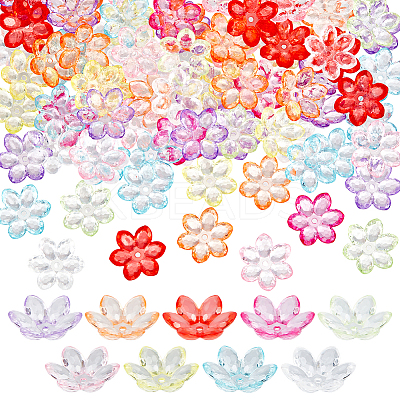 135Pcs 9 Colors Transparent Acrylic Bead Caps OACR-ME0001-28-1