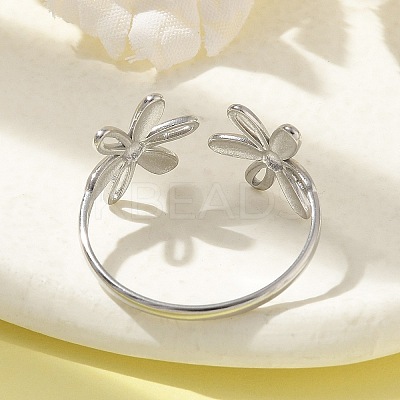304 Stainless Steel Open Cuff Ring for Women RJEW-M025-05P-1