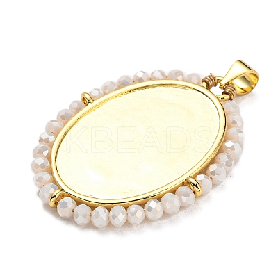 Brass with Glass Pendants KK-G472-05G-01-1