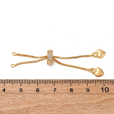 Brass Box Chain Slider Bracelet Making with Cubic Zirconia & Imitation Pearl KK-A214-33G-1