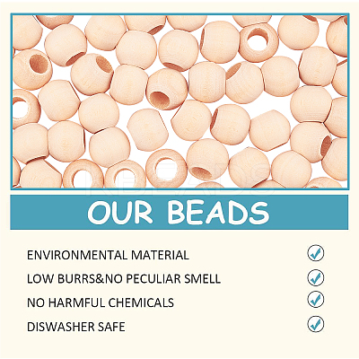 Unfinished Natural Wood European Beads WOOD-PH0009-04D-1
