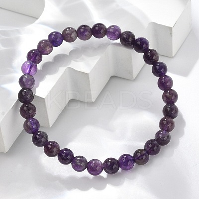 Natural Amethyst Beaded Stretch Bracelets X-BJEW-D446-B-47-1