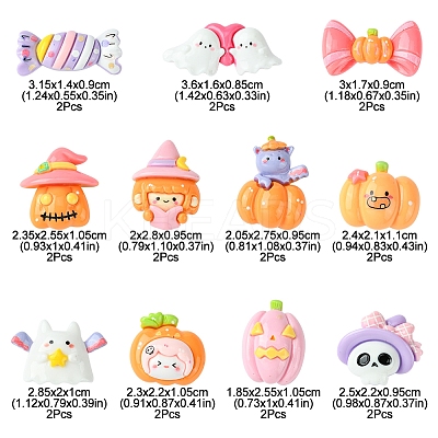 22Pcs 11 Styles Halloween Theme Opaque Resin Decoden Cabochons CRES-FS0001-15-1