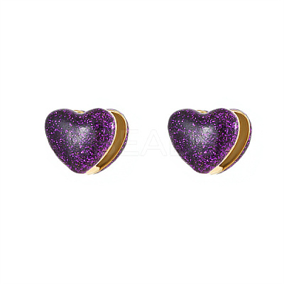 Heart Shape Golden 304 Stainless Steel Hoop Earrings TZ8486-5-1