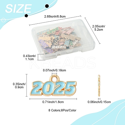 48Pcs 8 Colors Alloy Enamel Pendants ENAM-FS0002-41-1