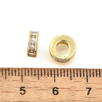 Round Ring Brass Micro Pave Clear Cubic Zirconia Beads KK-V008-16G-1