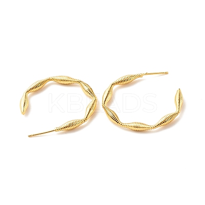 Brass Screw Textured C-shape Stud Earrings EJEW-A066-02G-1