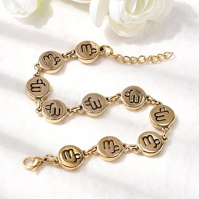 12 Constellations 304 Stainless Steel Link Chain Bracelets BJEW-I239-01G-01-1