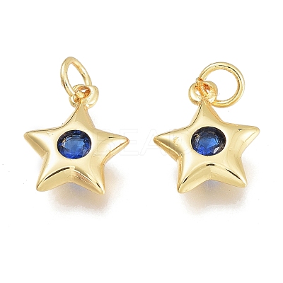 Brass Micro Pave Cubic Zirconia Charms KK-M206-30G-02-1