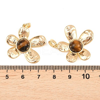 Natural Tiger Eye Pendants KK-H538-14G-1