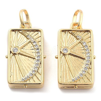 Brass Pave Clear Cubic Zirconia Pendants KK-U009-11C-G-1