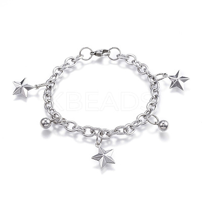 Tarnish Resistant 304 Stainless Steel Charm Bracelets LS-BJEW-G544-28P-1