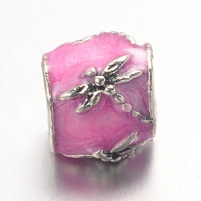 Barrel Large Hole Alloy Enamel European Beads MPDL-L013-10C-1