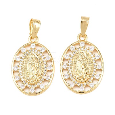 Brass Micro Pave Cubic Zirconia Pendants KK-C162-095G-1