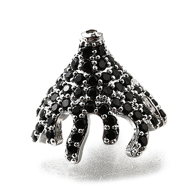 Brass Micro Pave Black Cubic Zirconia Beads KK-V011-26P-1