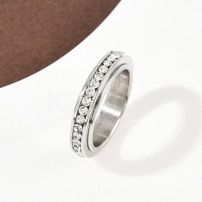 304 Stainless Steel Rhinestone Rotating Finger Rings LS-RJEW-A074-01B-P-1