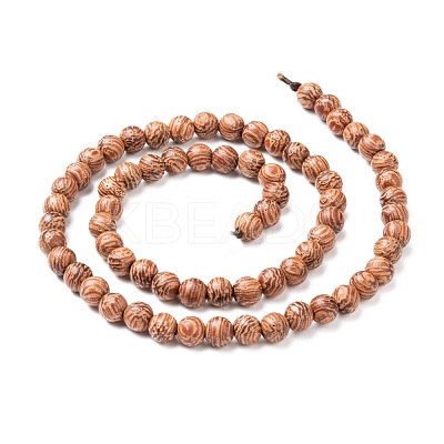 Wood Beads Strands X-WOOD-F008-03-B-1