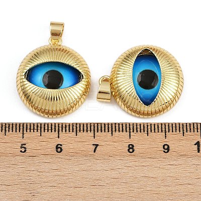 Eye Theme Brass Glass Pendants KK-L244-03G-03-1