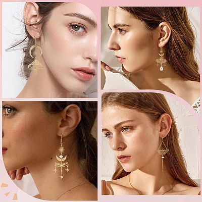 5 Pairs 5 Style Star & Moon Tarot Theme Alloy Dangle Earrings for Women EJEW-SC0001-32-1