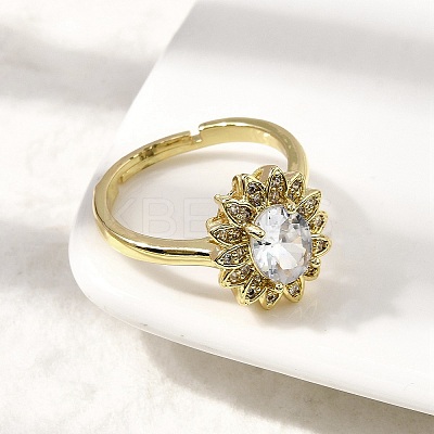 Brass Micro Pave Cubic Zirconia Finger Rings for Women RJEW-L130-005G-1