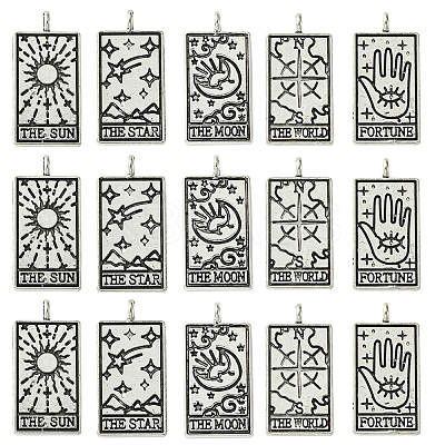 15Pcs 5 Styles Tibetan Style Alloy Pendants TIBEP-YW0001-76AS-1