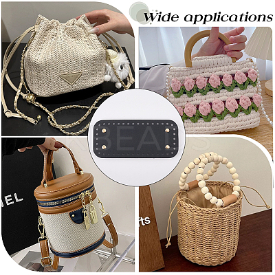 6Pcs 6 Styles Rectangle and Round PU Leather Knitting Crochet Bags Nail Bottom Shaper Pad DIY-CL0002-18-1