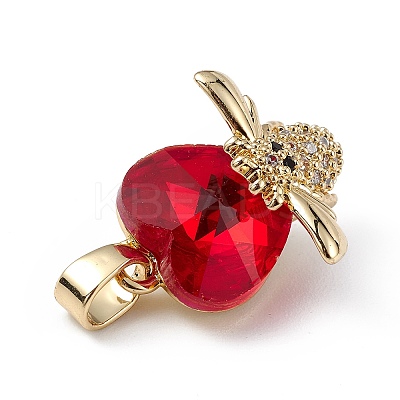 Real 18K Gold Plated Rack Plating Brass Micro Pave Clear Cubic Zirconia Pendants KK-C015-32G-13-1