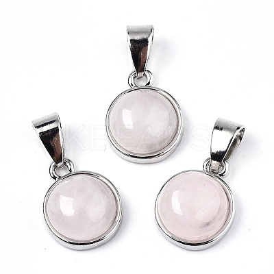 Natural Rose Quartz Pendants G-T131-19F-1