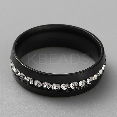Stainless Steel Finger Ring with Crystal Rhinestone RJEW-WH0002-19B-1
