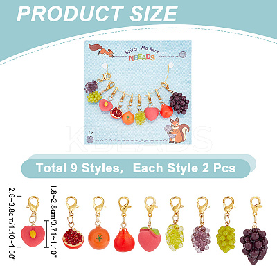 Resin Imitation Fruit Theme Stitch Markers HJEW-AB00185-1