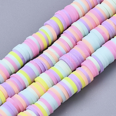 Handmade Polymer Clay Beads Strands CLAY-R089-6mm-087-1