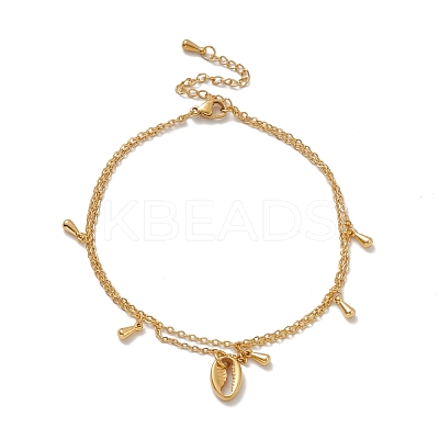 PVD Vacuum Plating 304 Stainless Steel Cable Chains Multi-strand Anklet AJEW-A036-12G-1