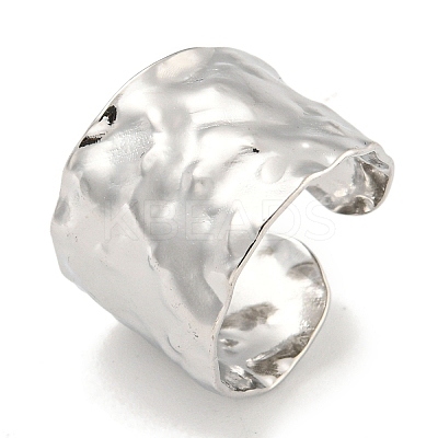 Non-Tarnish 304 Stainless Steel Hammered Open Cuff Ring X-RJEW-A043-08P-1