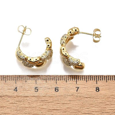 Brass Micro Pave Clear Cubic Zirconia Stud Earrings for Women EJEW-U056-02A-G-1