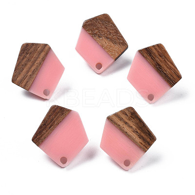 Resin & Walnut Wood Stud Earring Findings MAK-N032-022A-1