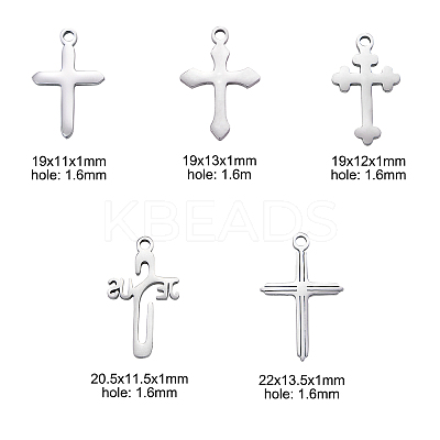 10Pcs 5 Style 304 Stainless Steel Pendants STAS-CJ0001-229-1
