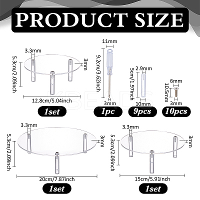 3Pcs 3 Sizes Round Acrylic Display Riser Holder ODIS-WH0030-247-1