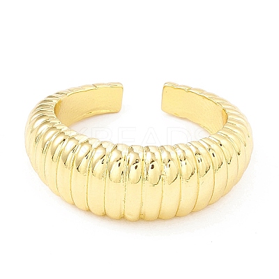 Rack Plating Brass Croissant Open Cuff Ring for Women LS-RJEW-I083-04G-1