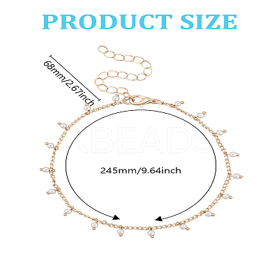 Brass Charm Anklets for Women AJEW-LP0007-14G-1