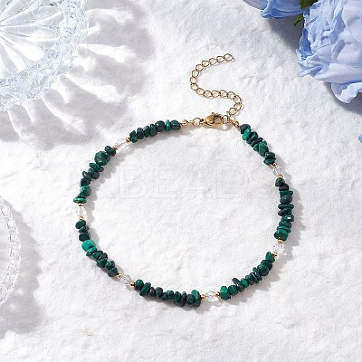 Natural Mixed Gemstone Chip & Glass Beaded Anklets AJEW-AN00682-1