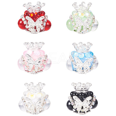6Pcs 6 Colors Polymer Clay Rhinestone Beads FIND-TA0006-53-1