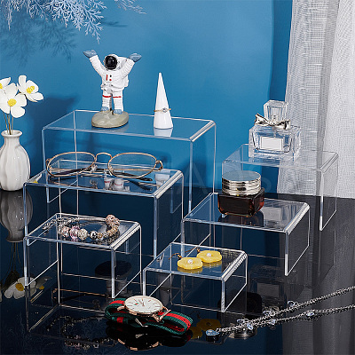 6Pcs 6 Sizes Opaque Acrylic Display Risers ODIS-WH0002-41-1