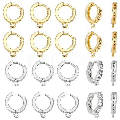 20Pcs 2 Colors Brass Huggie Hoop Earring Findings KK-DR0001-26-1