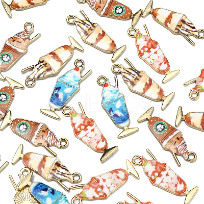 40Pcs 4 Styles Rack Plating Alloy Enamel Pendants ENAM-CJ0002-81-1