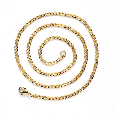 Men's PVD Vacuum Plating 304 Stainless Steel Cuban Link Chain Necklace NJEW-S420-002G-1