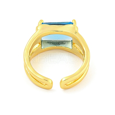 304 Stainless Steel Cubic Zirconia Open Cuff Ring LS-RJEW-S406-05G-05-1