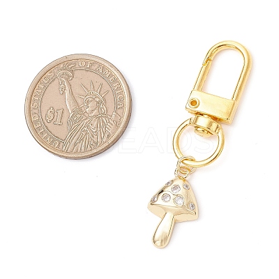 Mushroom Brass Micro Pave Cubic Zirconia Pendant Decorations HJEW-JM03953-1