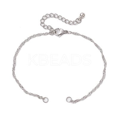 304 Stainless Steel Singapore Chain Bracelet Makings AJEW-JB01321-02-1