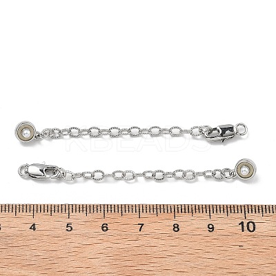 Brass Enamel ABS Imtation Pearl End with Chain KK-B129-27P-01-1