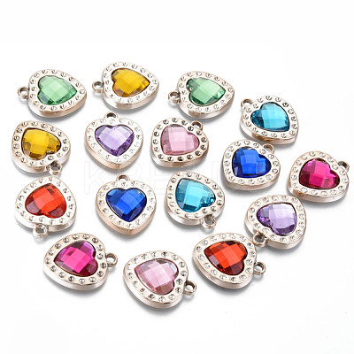UV Plating Acrylic Pendants Rhinestone Settings OACR-N010-37LG-1